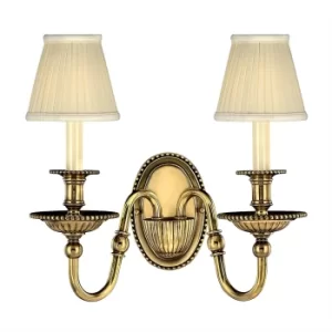 Image of Cambridge 2 Light Indoor Candle Wall Light Burnished Brass with Shades, E14