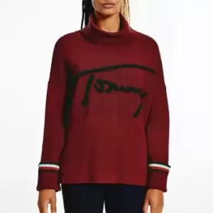 Image of Tommy Hilfiger Womens Organic Cotton Relaxed Sweater - Regatta Red - XS