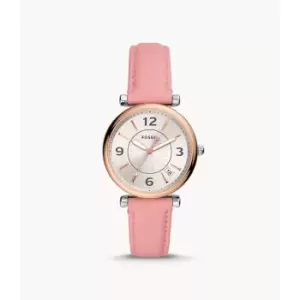 Image of Fossil Womens Carlie Three-Hand Date Eco Leather Watch - Pink