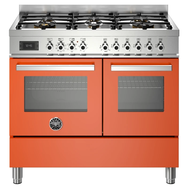 Image of Bertazzoni PRO106L2EART 100cm Professional Dual Fuel Range Cooker - Orange PRO106L2EART