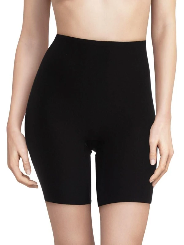 Image of Chantelle Womens SoftStretch High Waisted Mid Thigh Shorts in Black Female One Size