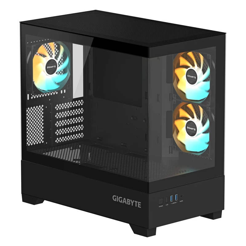 Image of Gigabyte Gigabyte C201 PANORAMIC PC Case - Mid Tower, m-ATX, 360mm radiator support, 3 Pre-installed Fans, USB 3.0, Support RGB Fusion GB-C201P