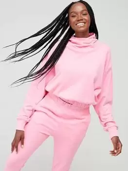 Image of adidas Studio Lounge Crop Hoodie - Pink Size M Women