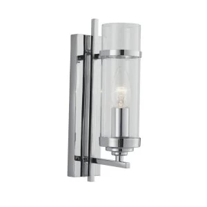 Image of 1 Light Glass Shade Candle Wall Light Chrome, E14