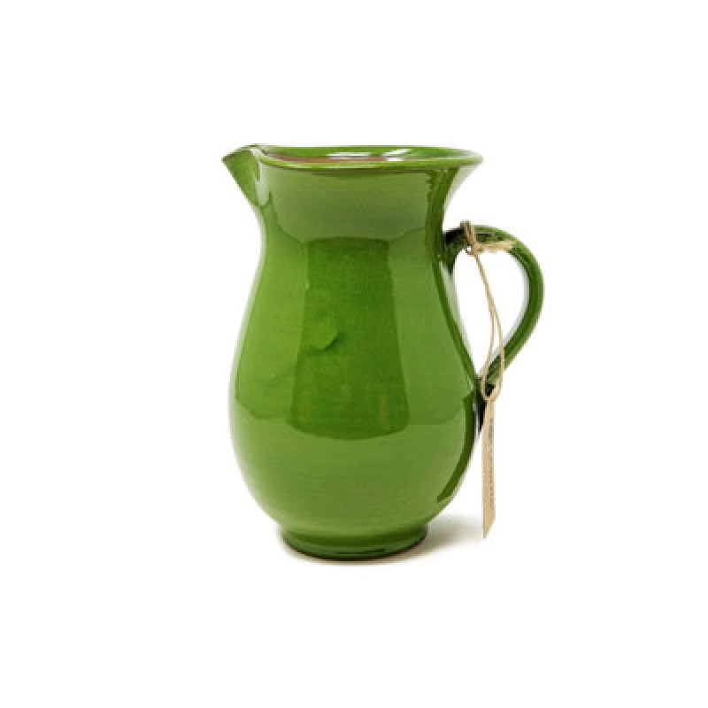 Image of Verano Spanish Ceramics Selena Glazed Hand Dipped Kitchen Dining Pourer Jug Dark Green 1L (H) 19Cm