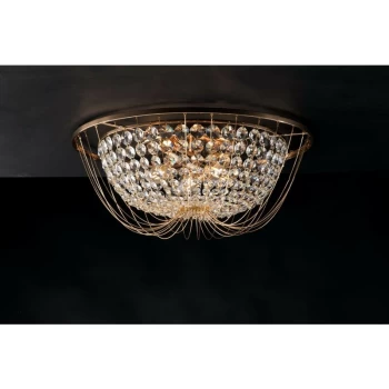Image of Fan Europe Vienna - Crystal K9 Flush Ceiling Light, Gold, E14