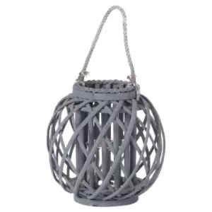 Image of Small Grey Wicker Basket Lantern