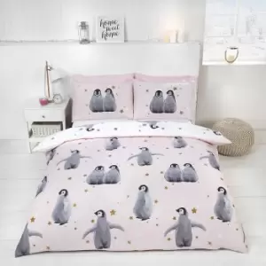 Image of Starry Penguins Duvet Set, King - Pink - Rapport