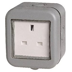 Image of Masterplug IP55 13A Single Exterior Unswitched Socket - Grey