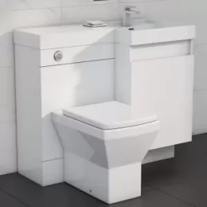 Image of 900mm White Toilet and Sink Unit Right Hand with Square Toilet- Agora