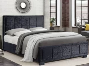 Image of Birlea Hannover 5ft King Size Black Crushed Velvet Glitz Upholstered Fabric Bed Frame