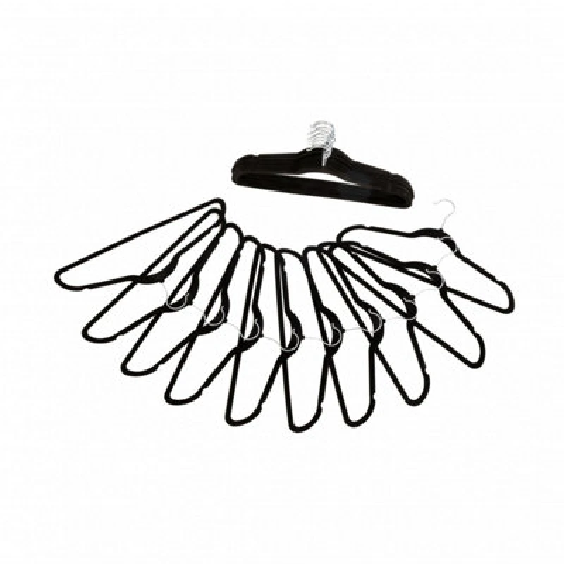 Image of Oypla Pack of 20 Non-Slip Space Saving Velvet Clothes Coat Hangers Black unisex