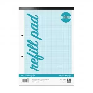 Image of RHINO A4 Graph Pad Headbound 100 Pages 50 Leaf 1510 Graph Ruling with
