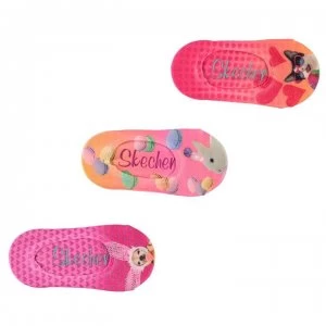 Image of Skechers Printed Liner Socks 3 Pack Girls - Pink Multi