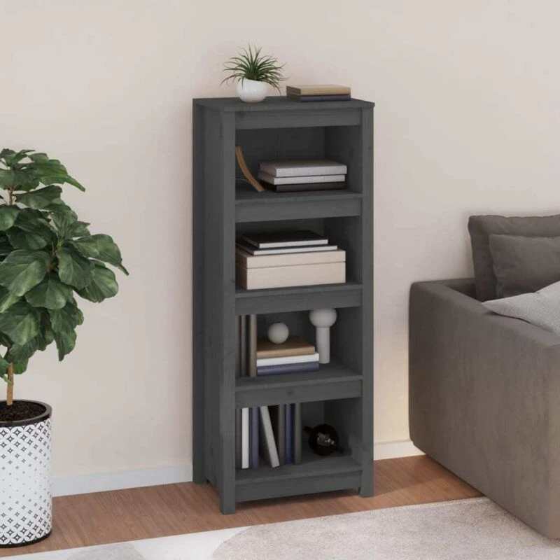 Image of Vidaxl Book Cabinet Grey 50X35X125.5cm Solid Wood Pine, Grey 821711