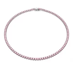 Image of Matrix Rhodium Plated Pink Tennis Necklace 5661193