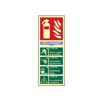 Image of Scan Dry Powder Fire Extinguisher Sign 75mm 200mm Photoluminescent