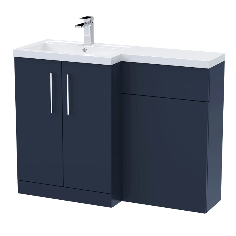 Image of Balterley Bathroom Vanity Basin & WC Unit Left Hand Midnight Blue 1100mm Blue Unisex