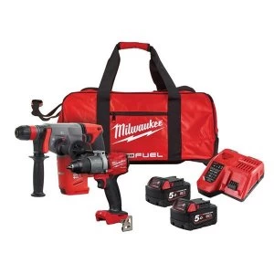 Image of Milwaukee Power Tools M18 FPP2M2 FUEL Twin Pack 18V 2 x 5.0Ah Li-ion