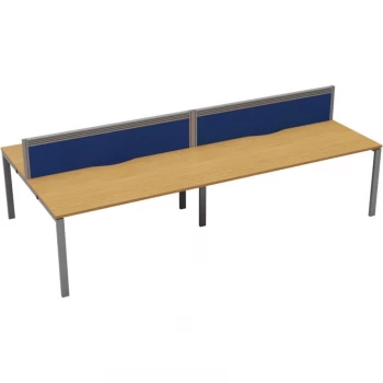 Image of 4 Person Double Bench Desk 1200X780MM Each - Silver/Oak