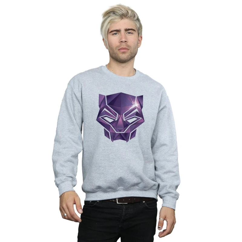 Image of Marvel Marvel Men Avengers Infinity War Black Panther Geometric Sweatshirt in Grey Size: Small Grey S Male 5057981643929