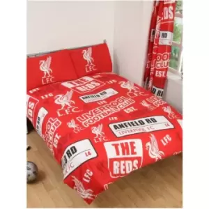 Image of Liverpool fc Patch Duvet Cover Set (Double) (Red/White/Black) - Red/White/Black