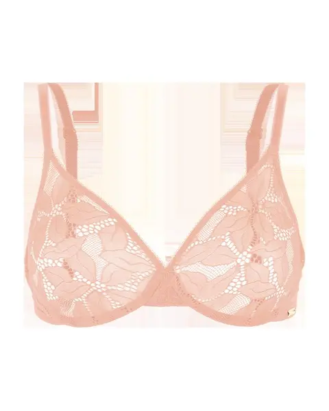 Image of Gossard Glossies Lotus Sheer Moulded Bra Nude