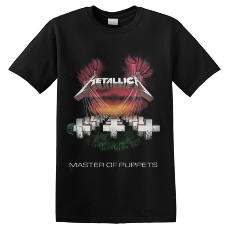 Image of Metallica Mens Master Of Puppets European Tour '86 Back Print T-Shirt in Black Size: Medium Black Male M