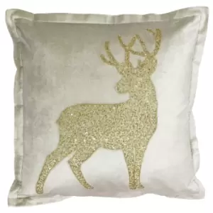 Image of Wonderland Prancer Champagne Cushion Green and Gold