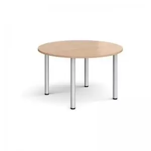 Image of Circular silver radial leg meeting table 1200mm - beech