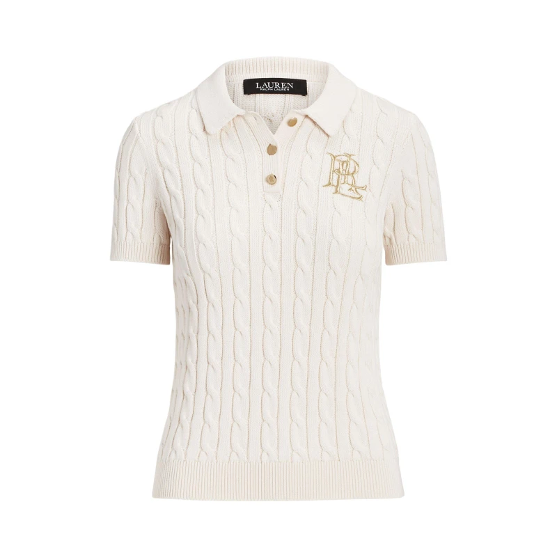 Image of Lauren by Ralph Lauren Womens Natrissa Plo Knitted Top Masc Cream female 10 (S)