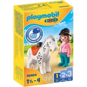 Image of Playmobil 1.2.3 Rider with Horse Playset