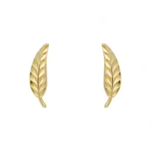 Image of Yellow Gold Feather Stud Earrings GE2431
