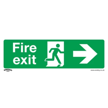 Image of Safety Sign - Fire Exit (Right) - Rigid Plastic - Pack of 10