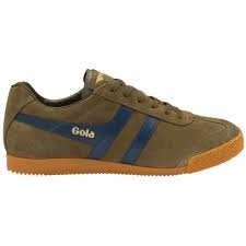 Image of Gola Classics Khaki/Navy 'Harrier Suede' Mens Trainers - 6