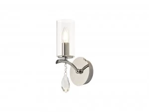 Image of Wall Lamp Switched 1 Light E14 Polished Chrome, Crystal With Clear Glass