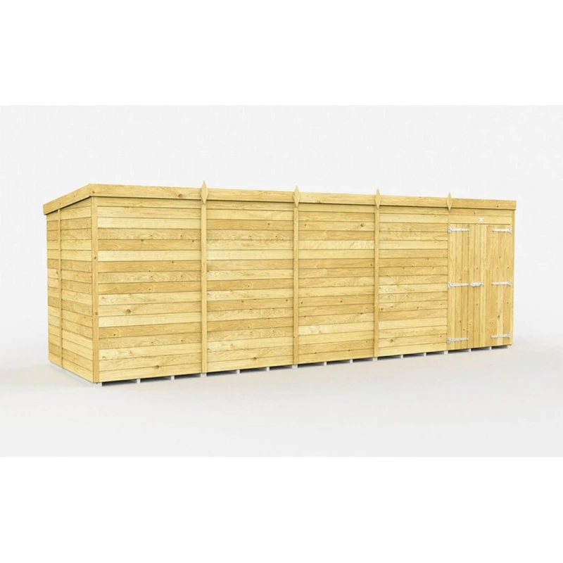 Image of Buttercup Farm 19 x 6 Feet Pent Shed - Double Door W/O Window - L178 x W560 x H201cm in Brown Brown Unisex