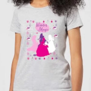 Image of Disney Princess Silhouettes Womens Christmas T-Shirt - Grey - S