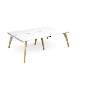 Image of Bench Desk 4 Person Rectangular Desks 2400mm White Tops With White Frames 1600mm Depth Fuze