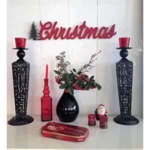 Image of Christmas Red Decorative Wooden Wall Accessory