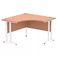 Image of Dynamic Corner Office Desk Beech MFC Cantilever Leg White Frame Impulse 1200/1200 x 600/600 x 730mm
