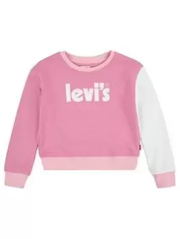 Image of Levis Girls Meet And Greet Colorblock Sweatshirt - Wild Rose Pink, Size Age: 2 Years, Women