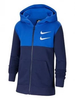 Image of Nike Older Boys Swoosh Full Zip Hoodie - Navy