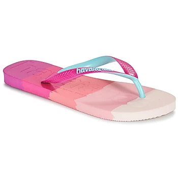 Image of Havaianas TOP LOGOMANIA MULTICOLOR womens Flip flops / Sandals (Shoes) in Pink / 3