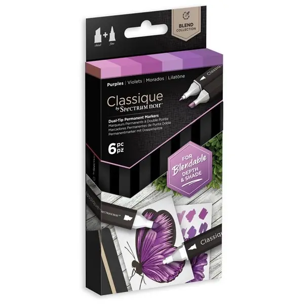 Image of Spectrum Noir Classique Blend Marker Pen Set Purples Set of 6