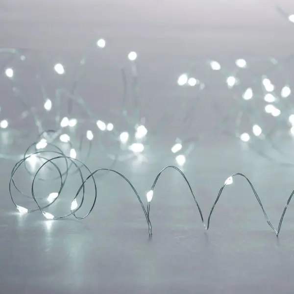 Image of Selected By Us Festive 9.95M Battery Operated White LED Silver Micro Wire Fairy Lights - 200 Lights
