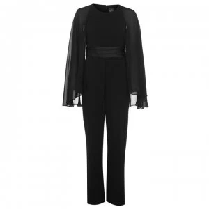Image of Adrianna Papell Long Sleeve Cape Jumpsuit - BLACK