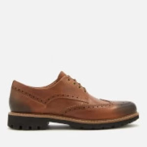 Image of Clarks Mens Batcombe Wing Leather Brogues - Dark Tan - UK 8