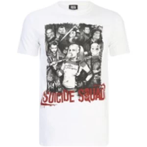 Image of DC Comics Mens Suicide Squad Harley Quinn and Squad T-Shirt - White