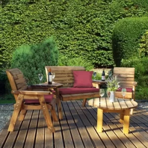 Image of Charles Taylor 4 Seater Conversation Set with Burgundy Seat Pads Burgundy